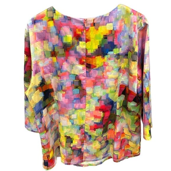 JOEFFER CAOC Womens Blouse Size L Multi-Color Abstract Tunic 3/4 Slv #HB - Picture 4 of 6